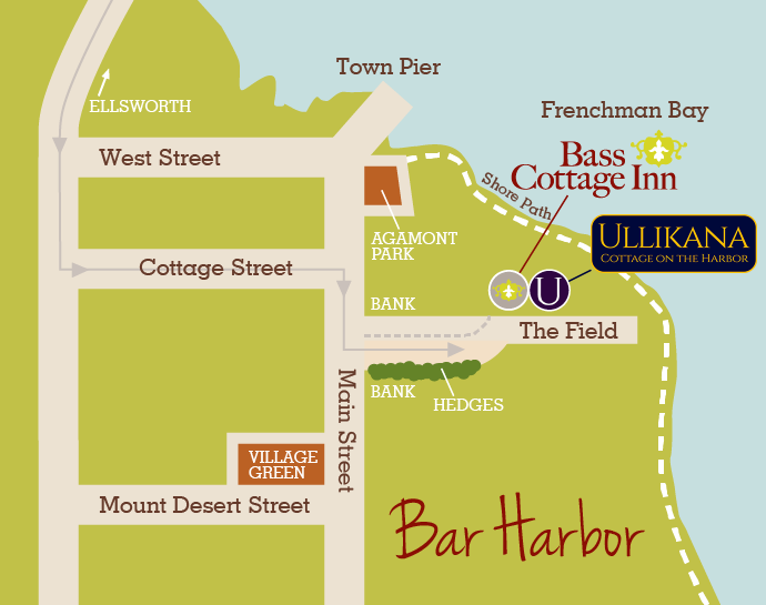map of downtown Bar Harbor Maine